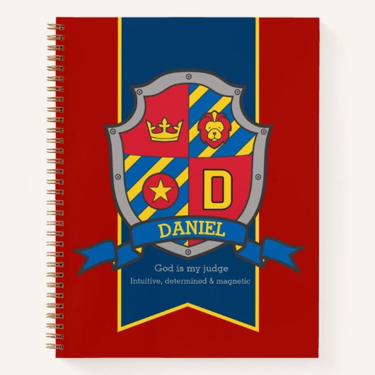 Carnet Daniel nom signifie crête rouge bleu (Devant)