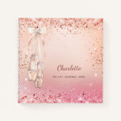 Carnet Danse de ballon rose rose or monogramme (Devant)