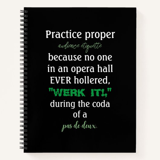 Carnet Danse Parents Audience Étiquette Vert (Devant)