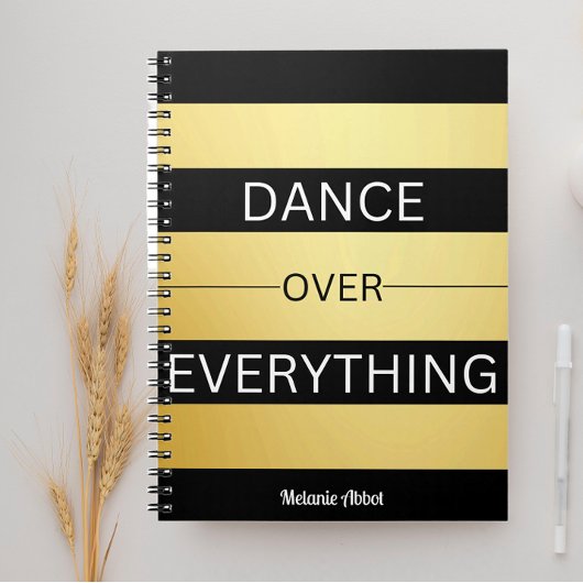 Carnet "DANSER SUR TOUT" Black & Gold Striped