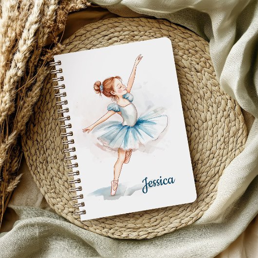 Carnet Danseur Ballerina à l'aquarelle bleue