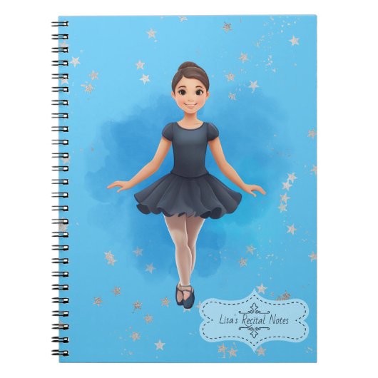 Carnet Danseur de ballet bleu de fille (Devant)