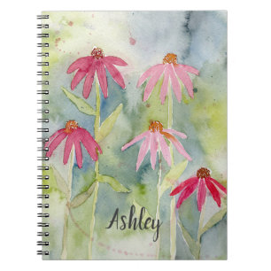 Carnet d'aquarelle aux fleurs roses