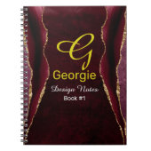 Carnet d'aquarelle Bourgogne & Gold Agate (Devant)