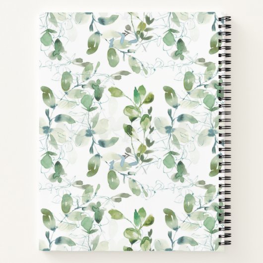 Carnet d'aquarelle de feuillage végétal vert (Dos)