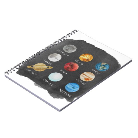 Carnet d'aquarelle de système solaire (Côté gauche)