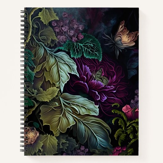 Carnet Dark Academia Floral Design (Devant)