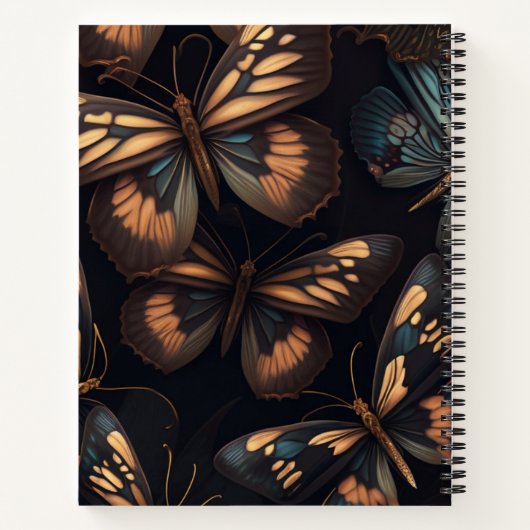 Carnet Dark Academia Nom esthétique Papillon Sentiment (Dos)