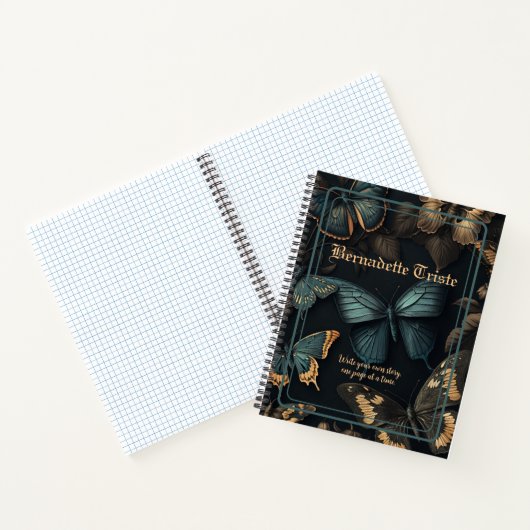 Carnet Dark Academia Nom esthétique Papillon Sentiment (Intérieur)