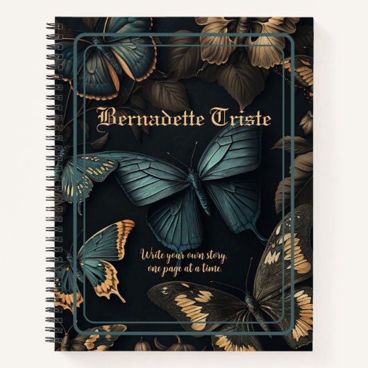 Carnet Dark Academia Nom esthétique Papillon Sentiment (Devant)