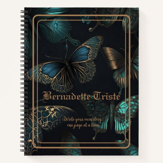Carnet Dark Academia Nom esthétique Papillon Sentiment (Devant)
