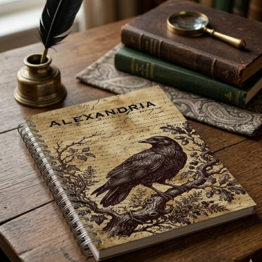 Carnet Dark Academia Raven Vintage Script