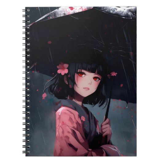 Carnet Dark Aesthetic Anime Girl with Umbrella (Devant)