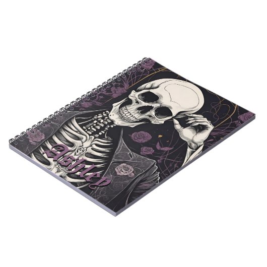 Carnet Dark Boho Gothic Skeleton & Roses Halloween (Côté gauche)