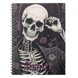 Carnet Dark Boho Gothic Skeleton & Roses Halloween