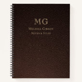 Carnet Dark Brown Faux Leather Gold Monogrammed (Devant)