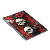 Carnet Dark Gothic Floral Skulls Red & Black Stripe (Côté Droit)