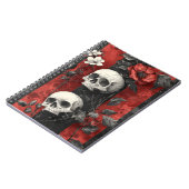 Carnet Dark Gothic Floral Skulls Red & Black Stripe (Côté gauche)