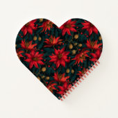 Carnet Dark Red Christmas Floral Pattern (Dos)