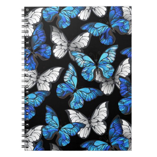 Carnet Dark Seamless Pattern with Blue Butterflies Morpho (Devant)