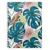 Carnet Dark turquoise monstera, delicate peach and yellow (Devant)