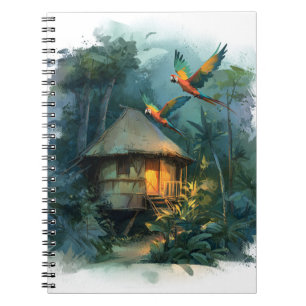 Carnet d'art de la cabane en bambou dans la jungle