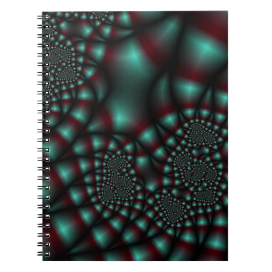 Carnet d'art fractal rouge et Turquoise (Devant)