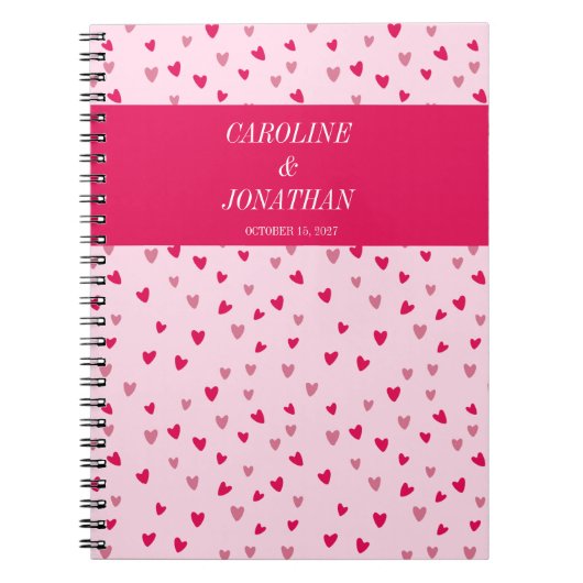 Carnet Date de mariage coeurs roses personnalisé Cadeau m (Devant)