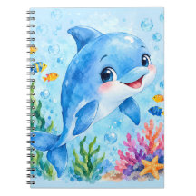 Dauphin aquarelle mignon sous l'eau
