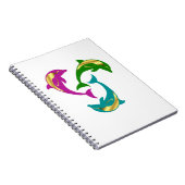 Carnet Dauphin marin rose/aqua/or vert (Côté Droit)