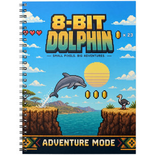 Carnet Dauphin, Rétro Pixel Art 8-Bit