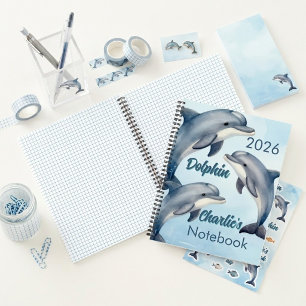 Carnet Dauphins Bleus Aquarelle 2026 Spirale