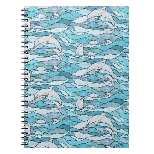 Carnet Dauphins de verre tendu de l'océan bleu (Devant)