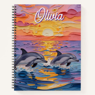 Carnet Dauphins Impasto et vagues océaniques  