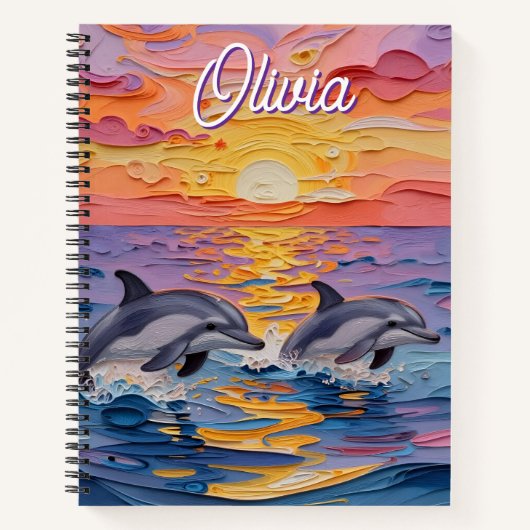 Carnet Dauphins Impasto et vagues océaniques (Devant)