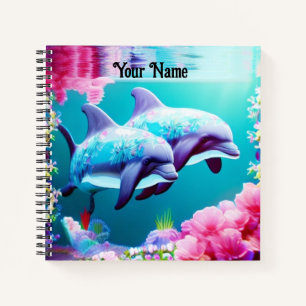 Carnet Dauphins Whimsical et floral sous-marin