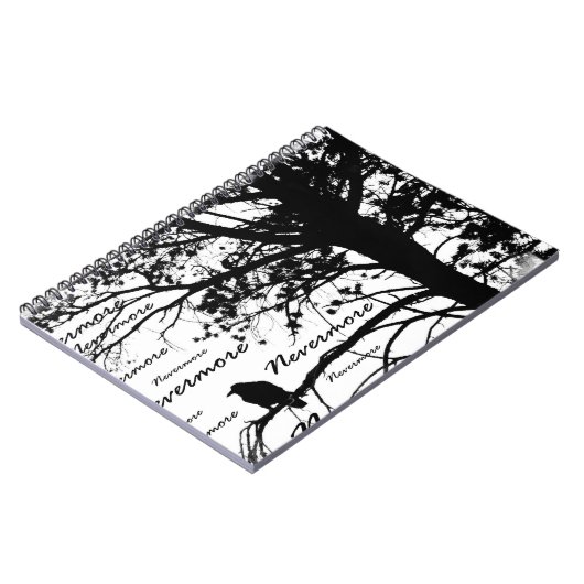Carnet De B&W silhouette d'arbre plus jamais Raven - E.A. (Côté gauche)