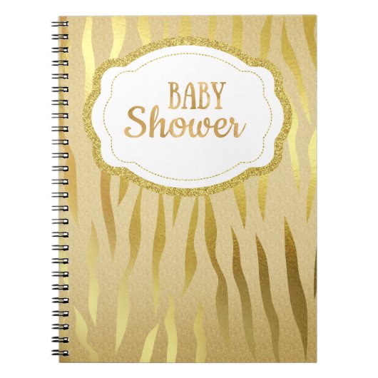 Carnet de Baby shower d'impression Gold Zebra (Devant)