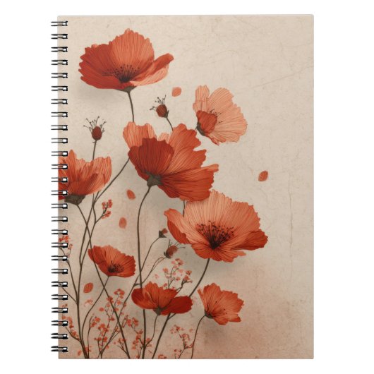 Carnet De beaux coquelicots rouges en spirale (Devant)