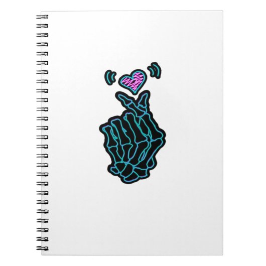 Carnet De Belles Mains De Squelette Avec Un Signal Coeur (Devant)