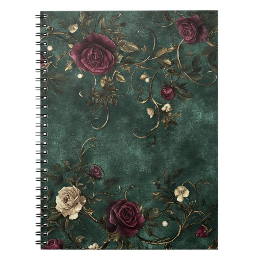 Carnet De belles roses avec des volutes dorées.  (Devant)