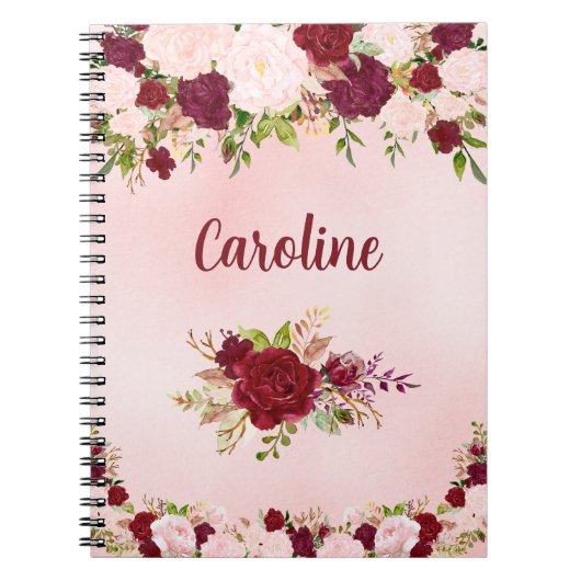 Carnet De belles roses rouges et roses personnalisées (Devant)