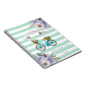 Carnet de bicyclettes à fleurs bleues modernes (Côté Droit)