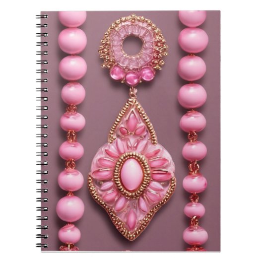 Carnet de bijoux en perles roses de verre (Devant)