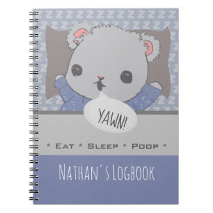 Carnet de bord personnalisé pour bébé ours en pelu