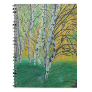 Carnet de bouleaux peints à la main