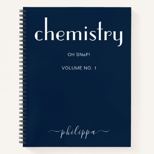 Carnet de chimie personnalisé bleu moderne (Devant)