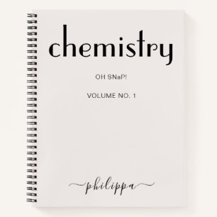 Carnet de chimiste personnalisée en noir beige fém