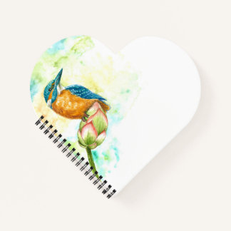 Carnet de coeur avec Aquarelle Kingfisher sur Lotu