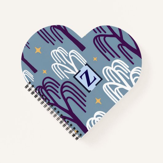 Carnet de coeur bleu de l'arbre Willow (Devant)